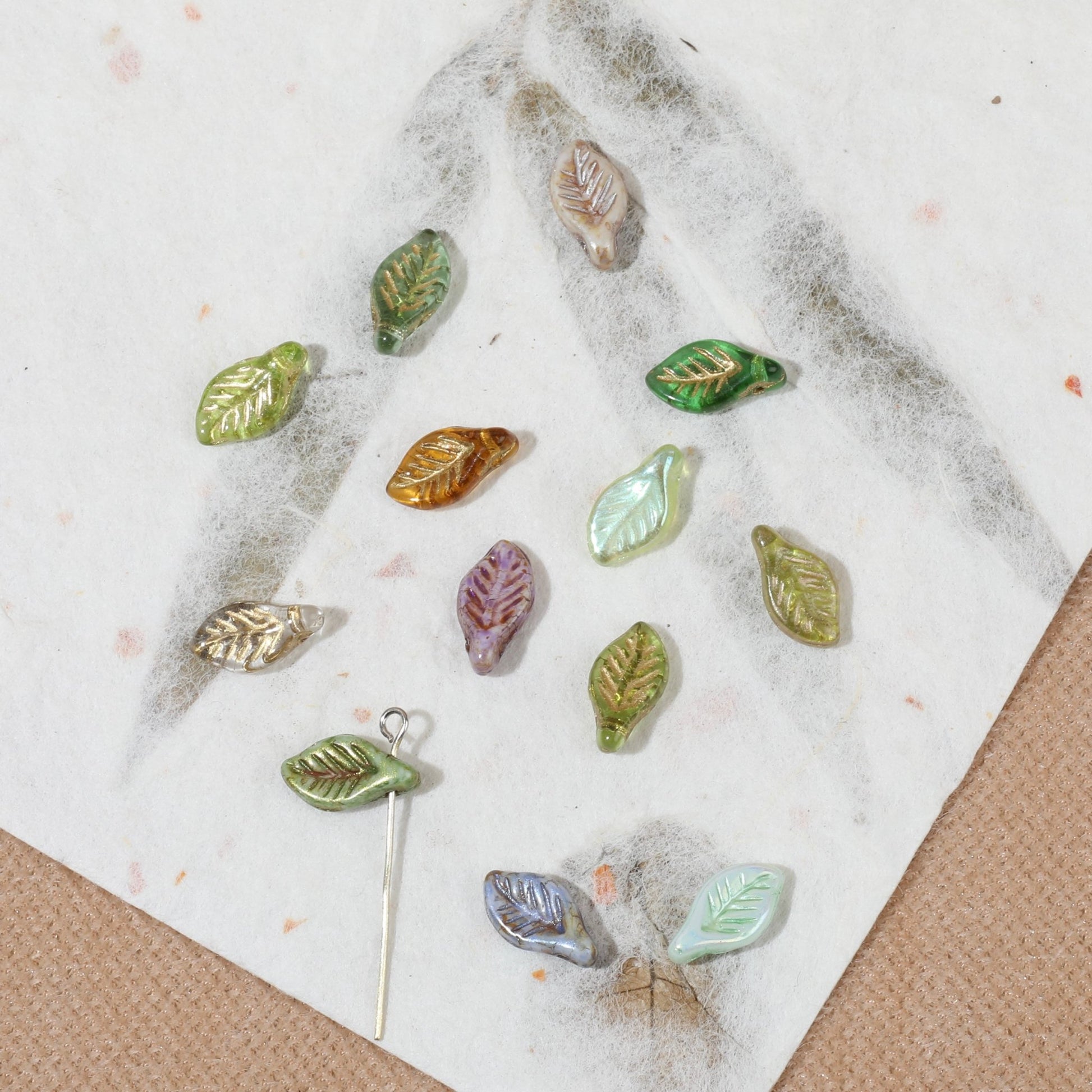 2/5pcs 6x12mm Laurel Leaf Czech Glass Beads for DIY Jewelry Making - BEADIFUL