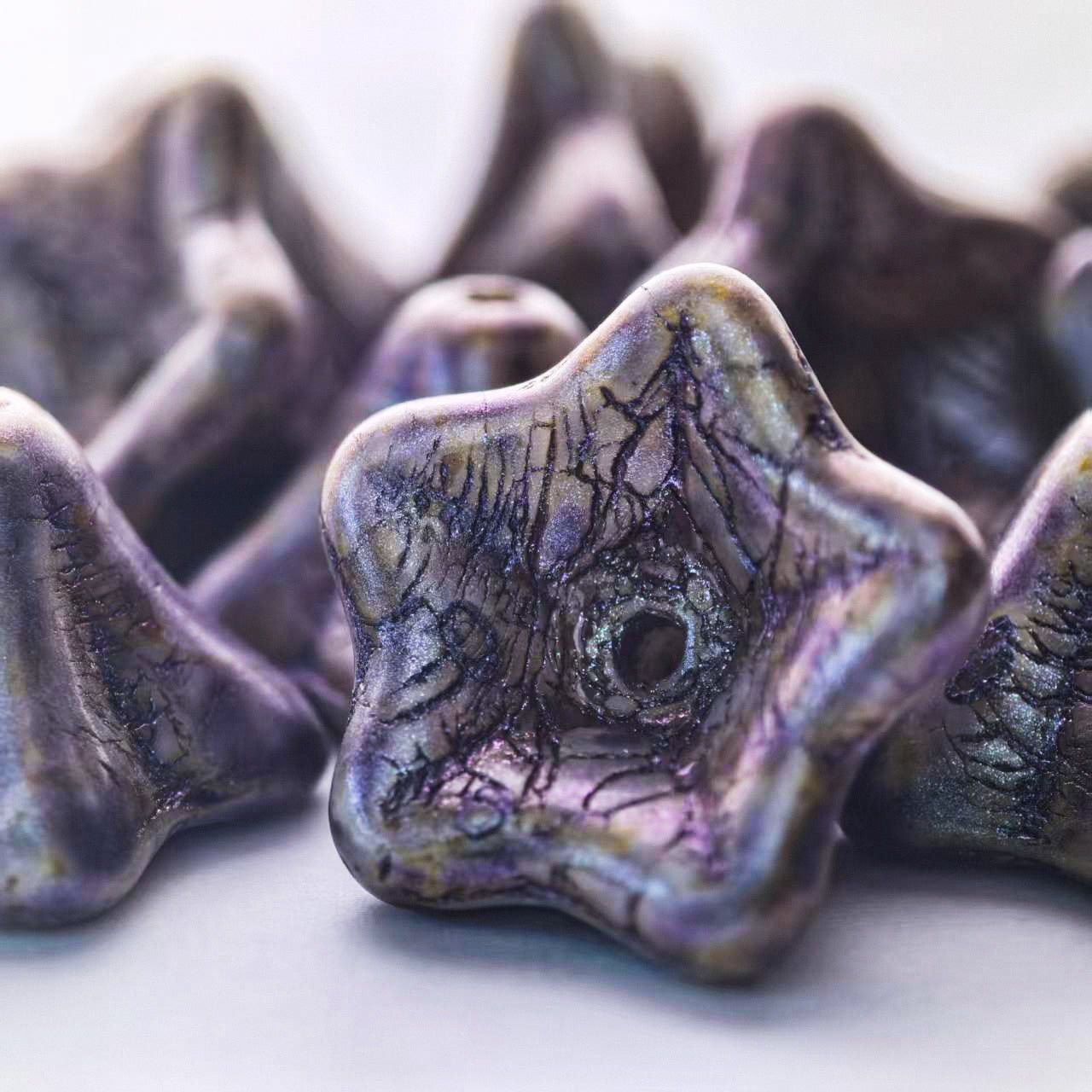 2/5pcs 8x13mm Picasso Color Trumpet Flower Czech Glass Beads for DIY Jewelry Making - BEADIFUL