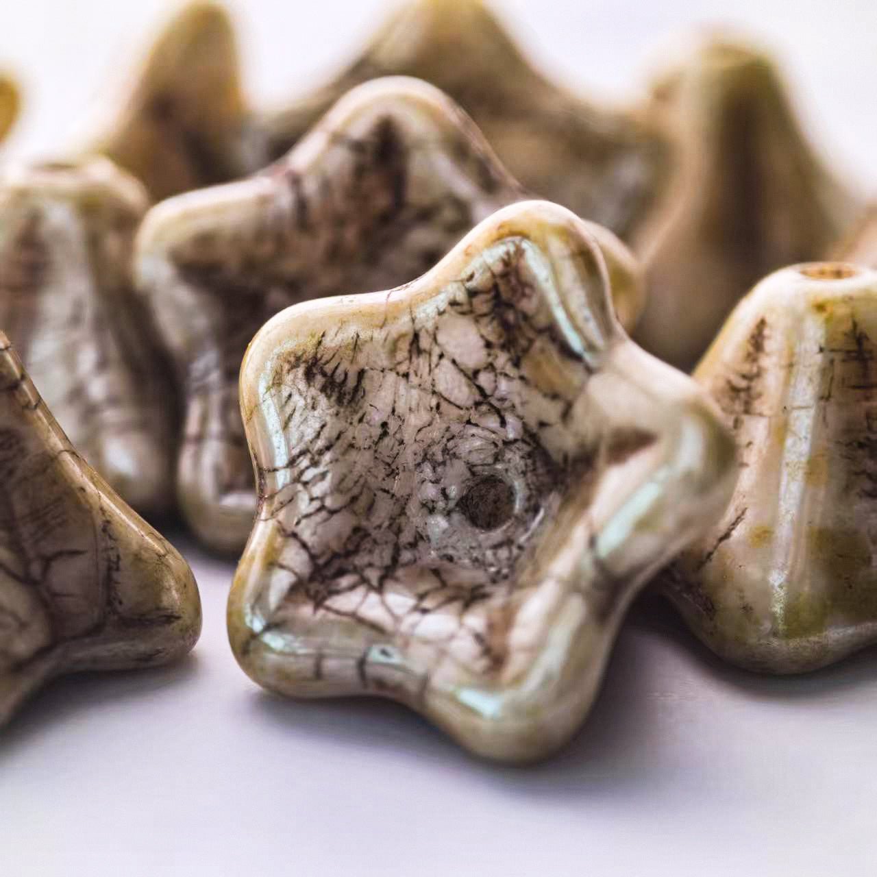 2/5pcs 8x13mm Picasso Color Trumpet Flower Czech Glass Beads for DIY Jewelry Making - BEADIFUL