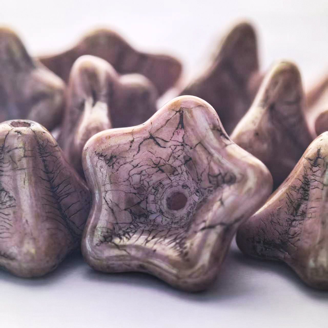 2/5pcs 8x13mm Picasso Color Trumpet Flower Czech Glass Beads for DIY Jewelry Making - BEADIFUL