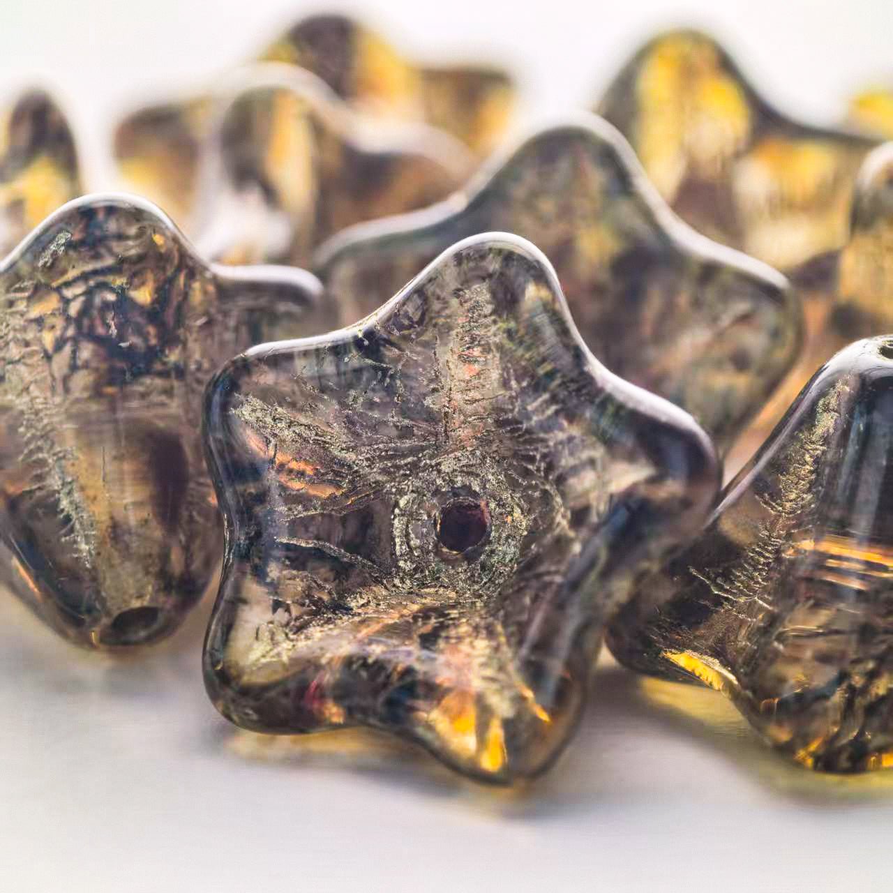 2/5pcs 8x13mm Picasso Color Trumpet Flower Czech Glass Beads for DIY Jewelry Making - BEADIFUL