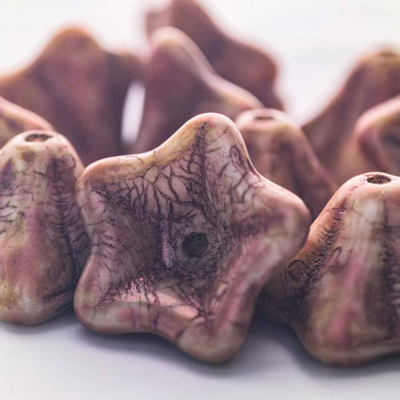 2/5pcs 8x13mm Picasso Color Trumpet Flower Czech Glass Beads for DIY Jewelry Making - BEADIFUL