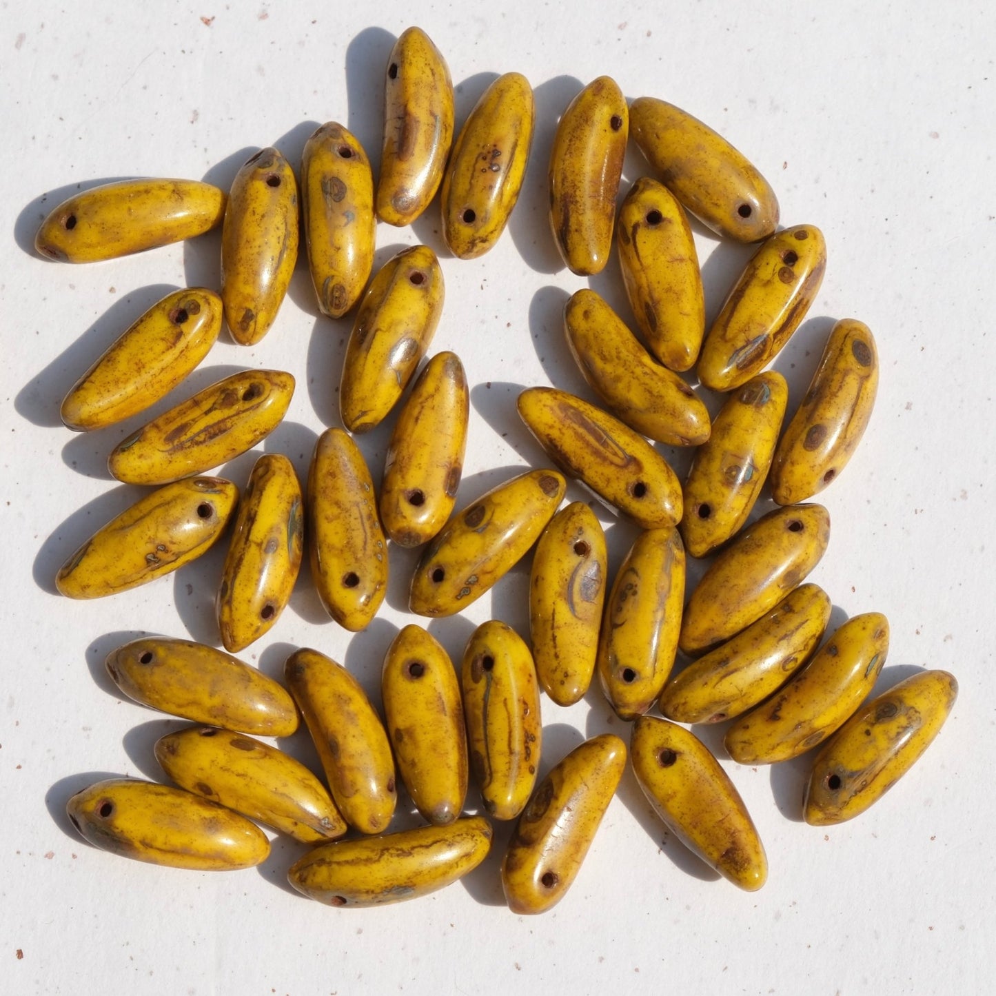 6pcs 6x17mm Banana Shape Czech Glass Beads for DIY Jewelry Making - BEADIFUL