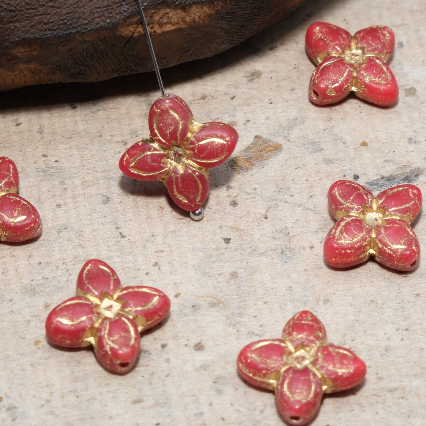 17mm Cross Flower Clover Czech Glass Beads for DIY Jewelry Making