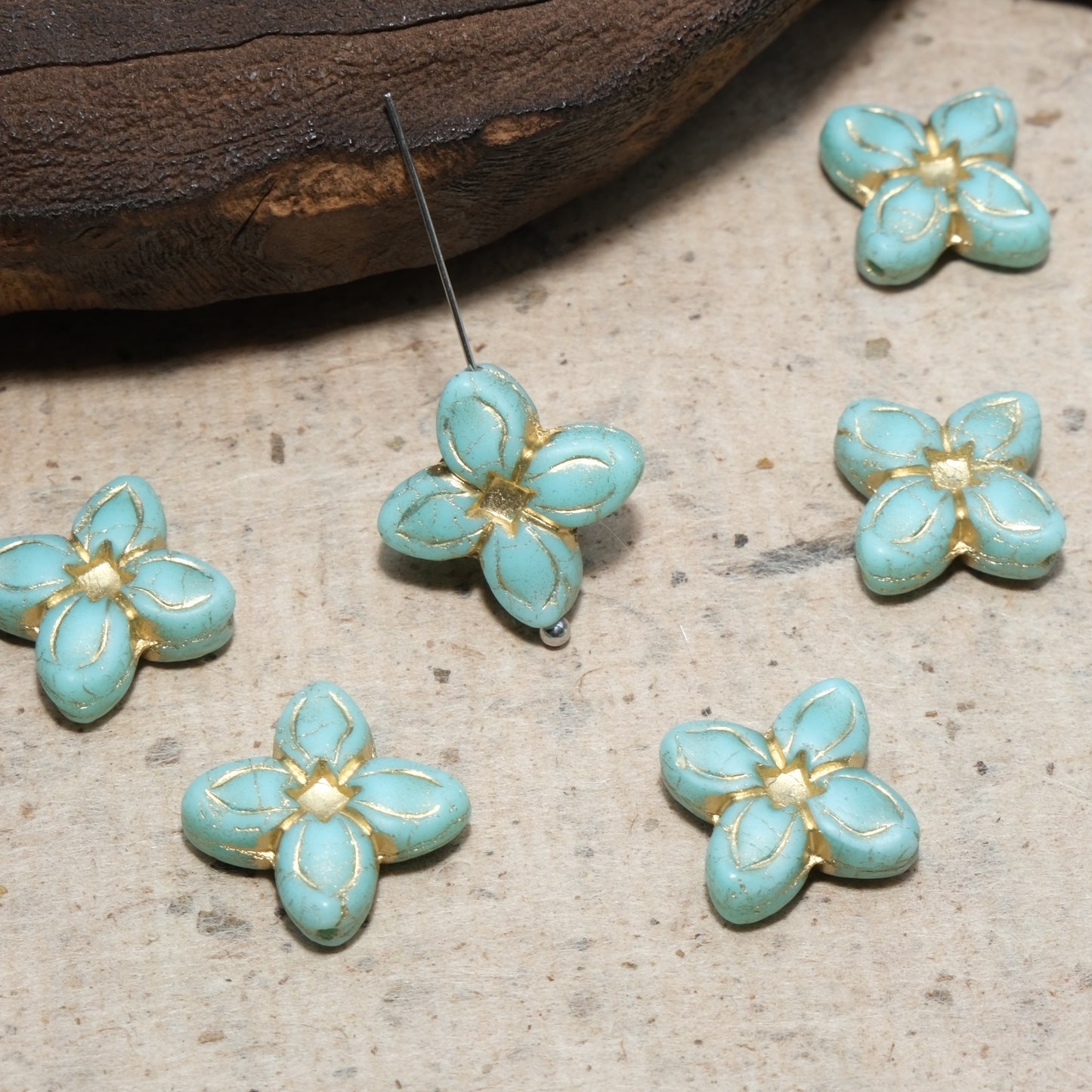 17mm Cross Flower Clover Czech Glass Beads for DIY Jewelry Making