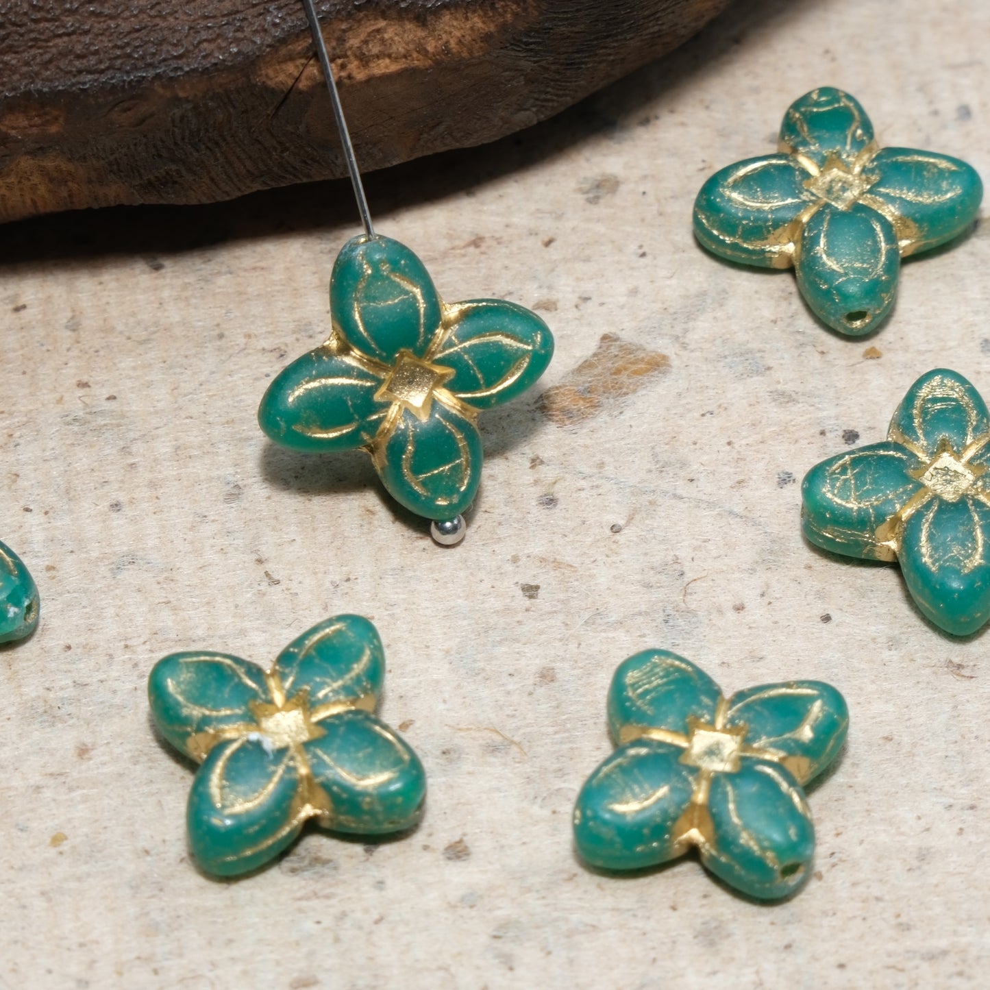 17mm Cross Flower Clover Czech Glass Beads for DIY Jewelry Making