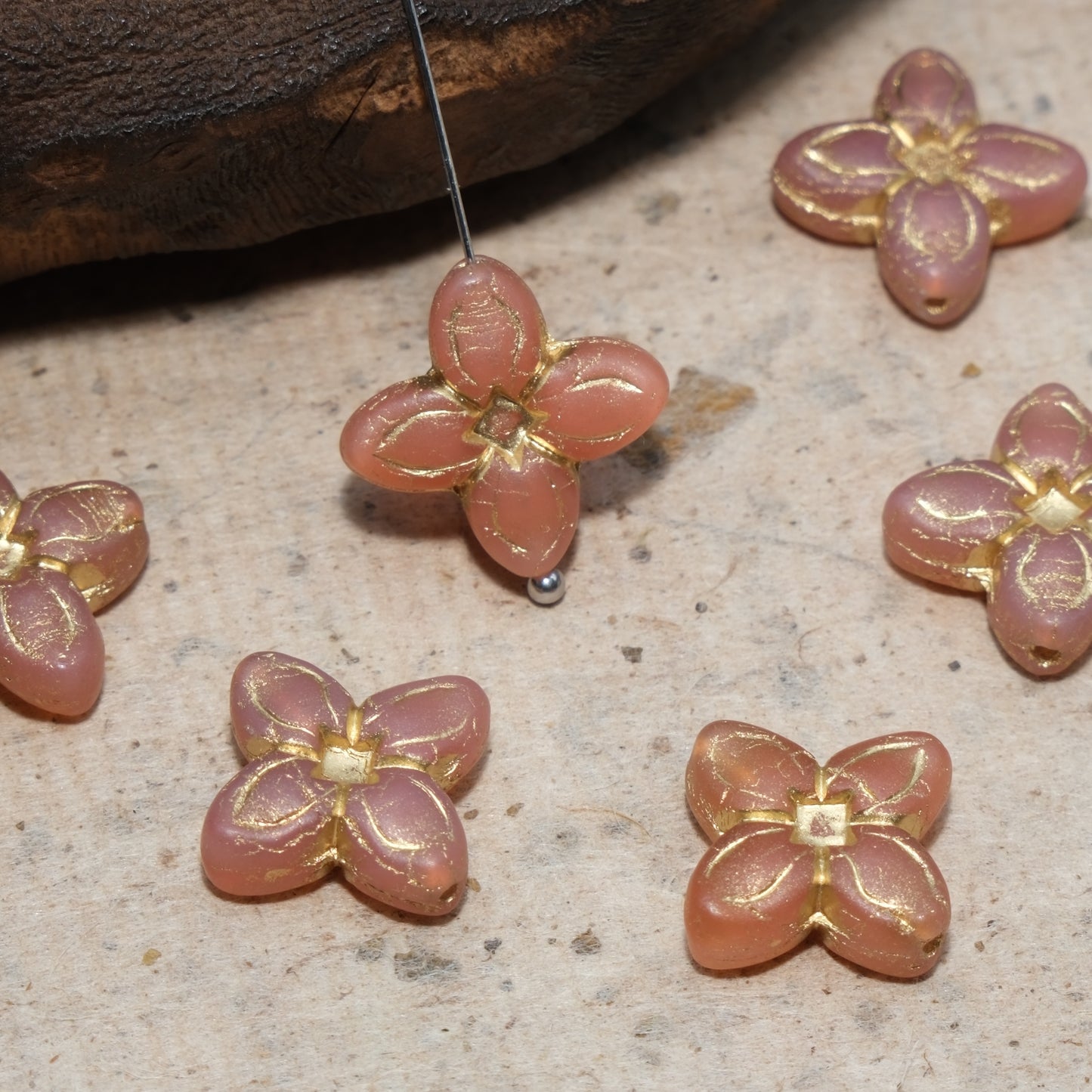 17mm Cross Flower Clover Czech Glass Beads for DIY Jewelry Making