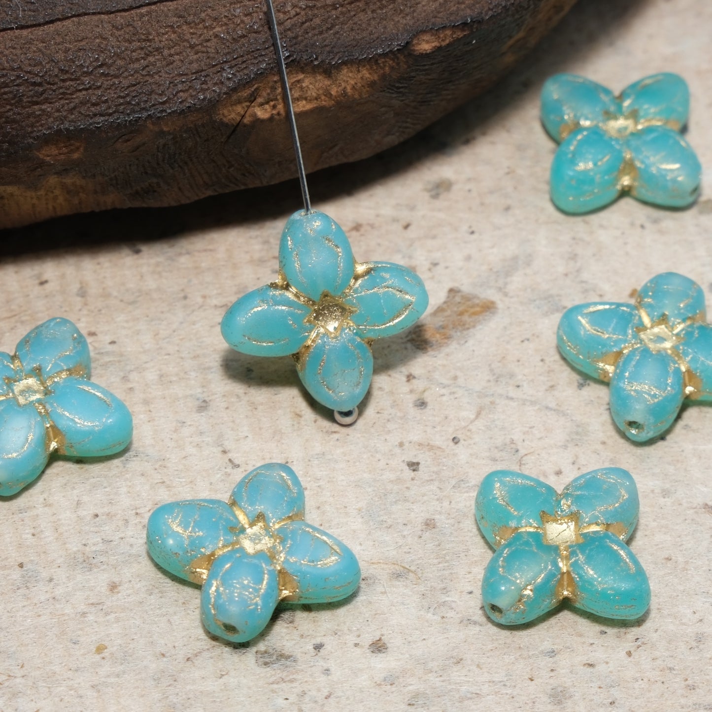 17mm Cross Flower Clover Czech Glass Beads for DIY Jewelry Making