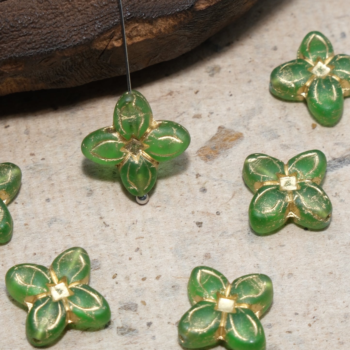 17mm Cross Flower Clover Czech Glass Beads for DIY Jewelry Making
