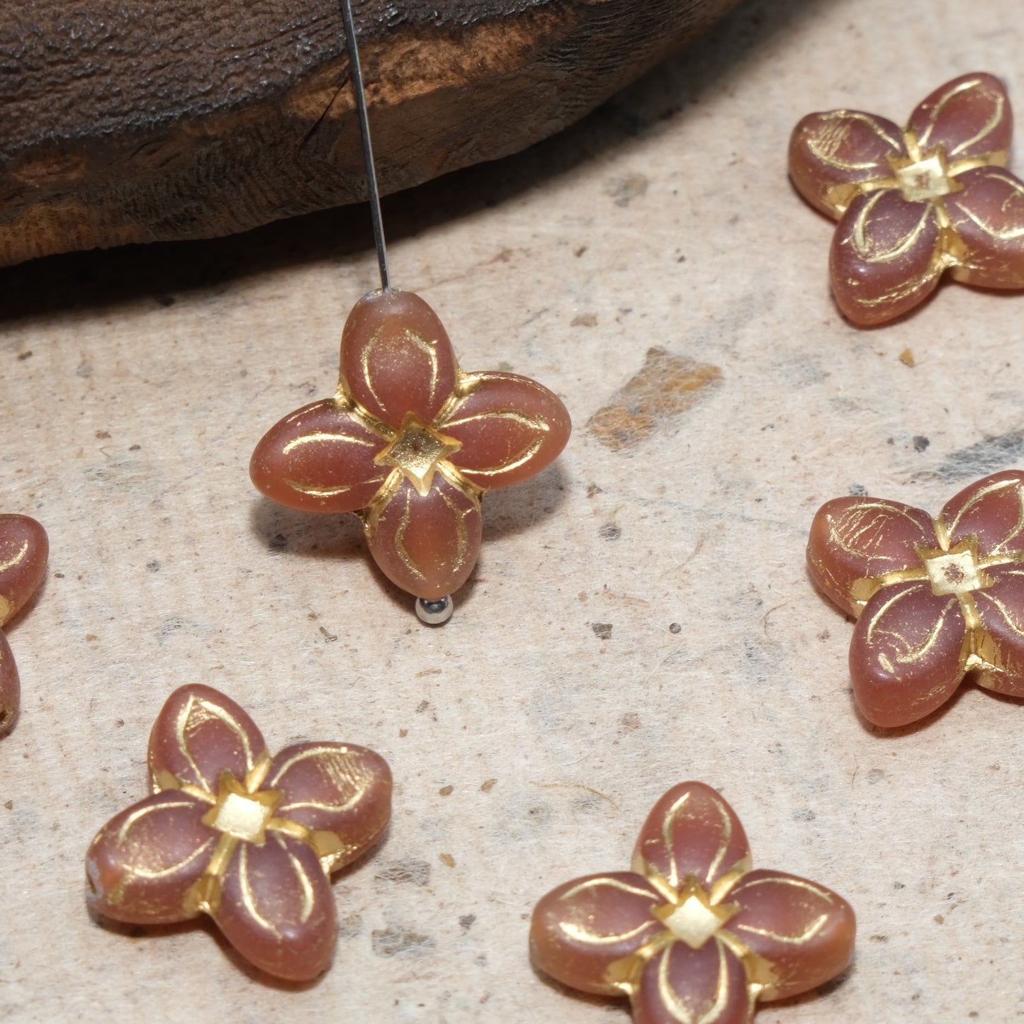 17mm Cross Flower Clover Czech Glass Beads for DIY Jewelry Making