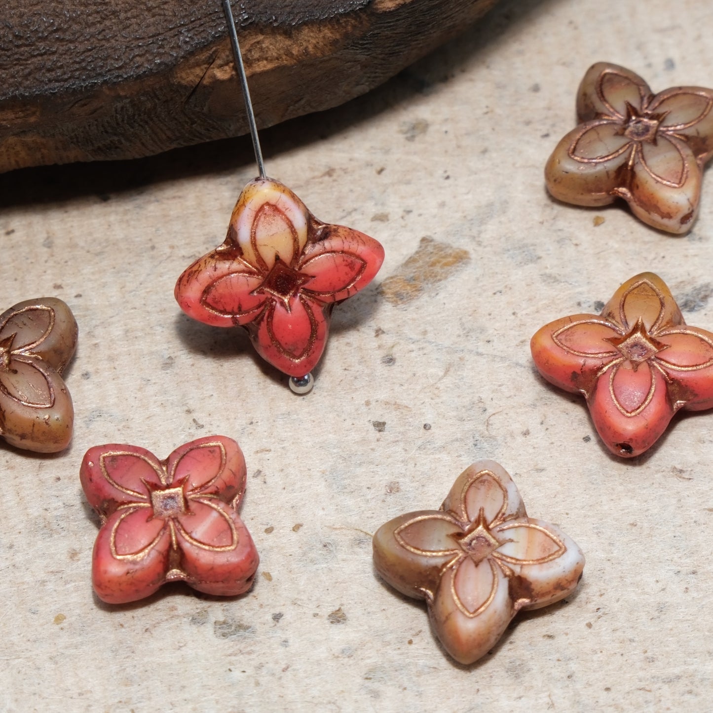 17mm Cross Flower Clover Czech Glass Beads for DIY Jewelry Making