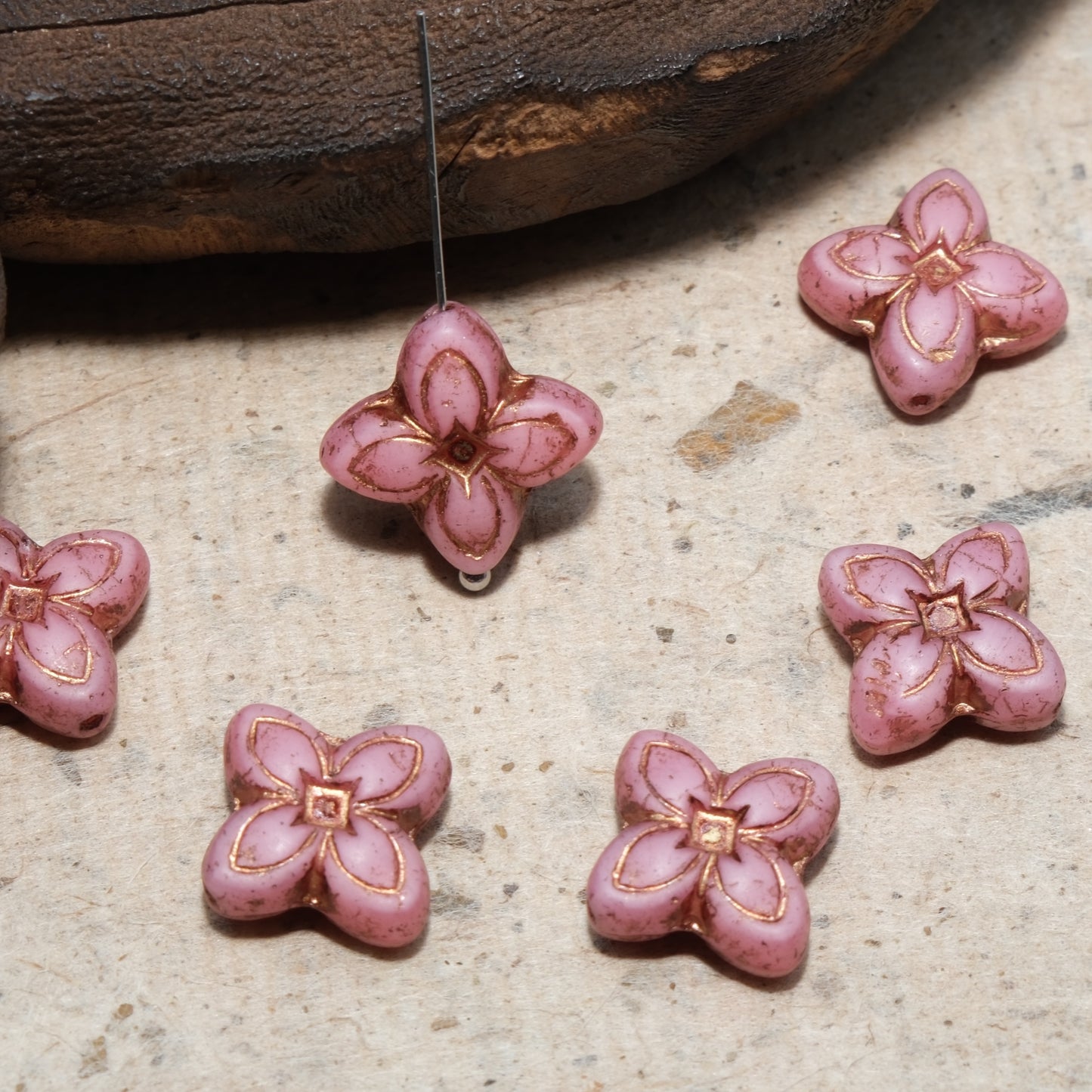 17mm Cross Flower Clover Czech Glass Beads for DIY Jewelry Making