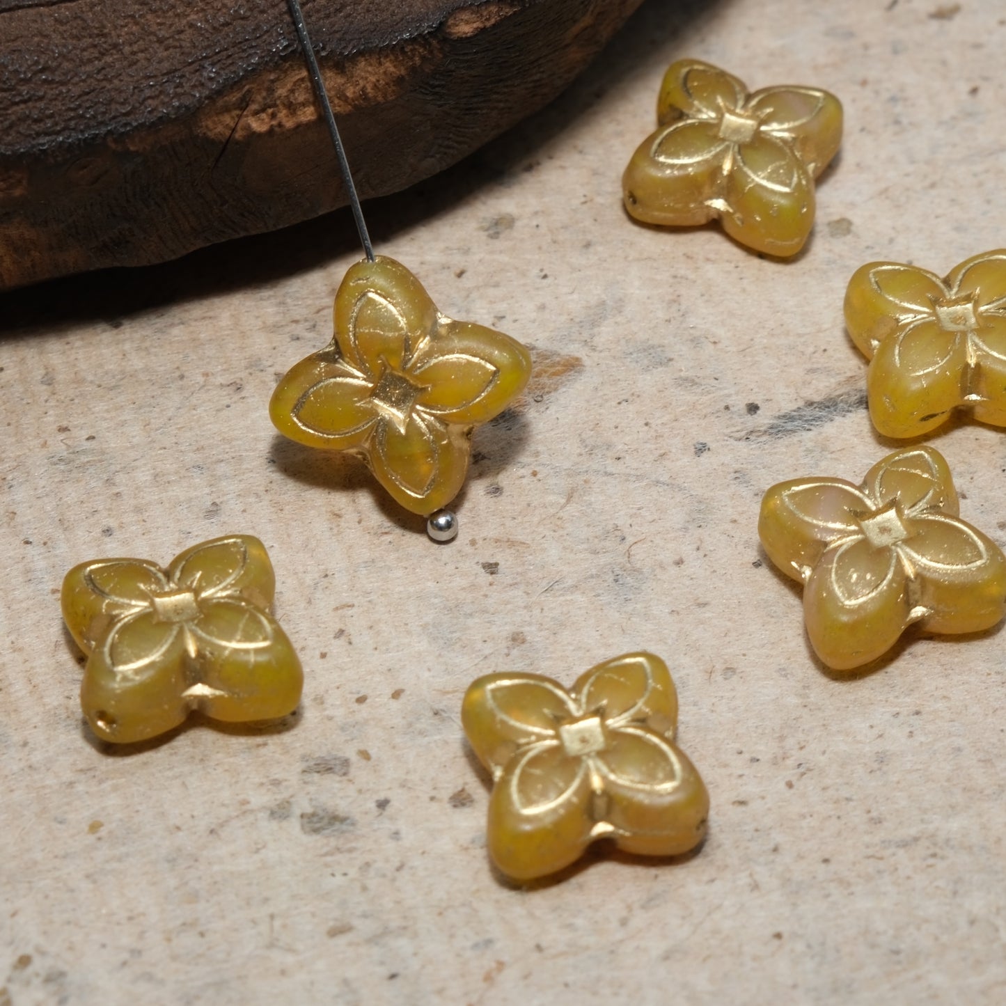 17mm Cross Flower Clover Czech Glass Beads for DIY Jewelry Making