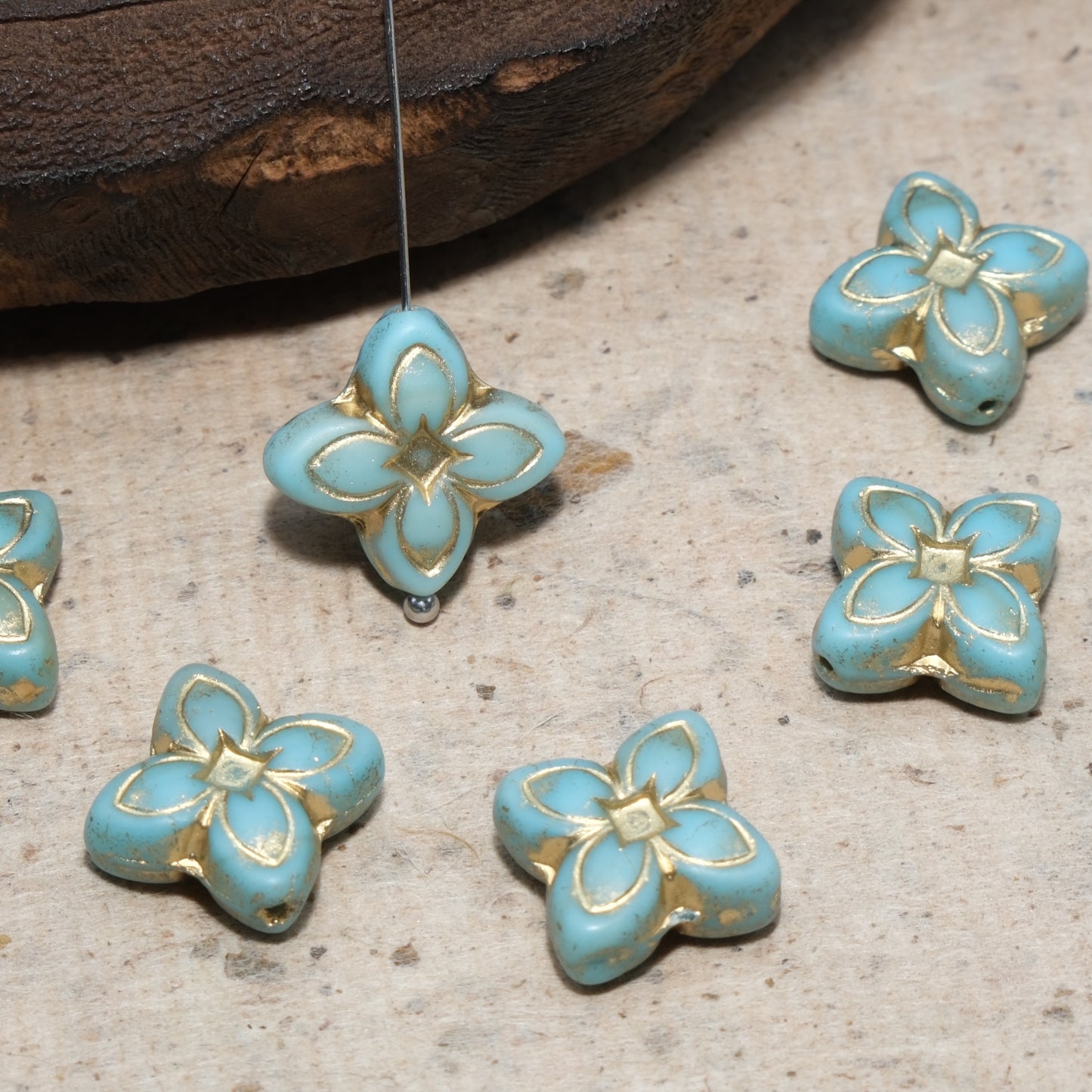 17mm Cross Flower Clover Czech Glass Beads for DIY Jewelry Making