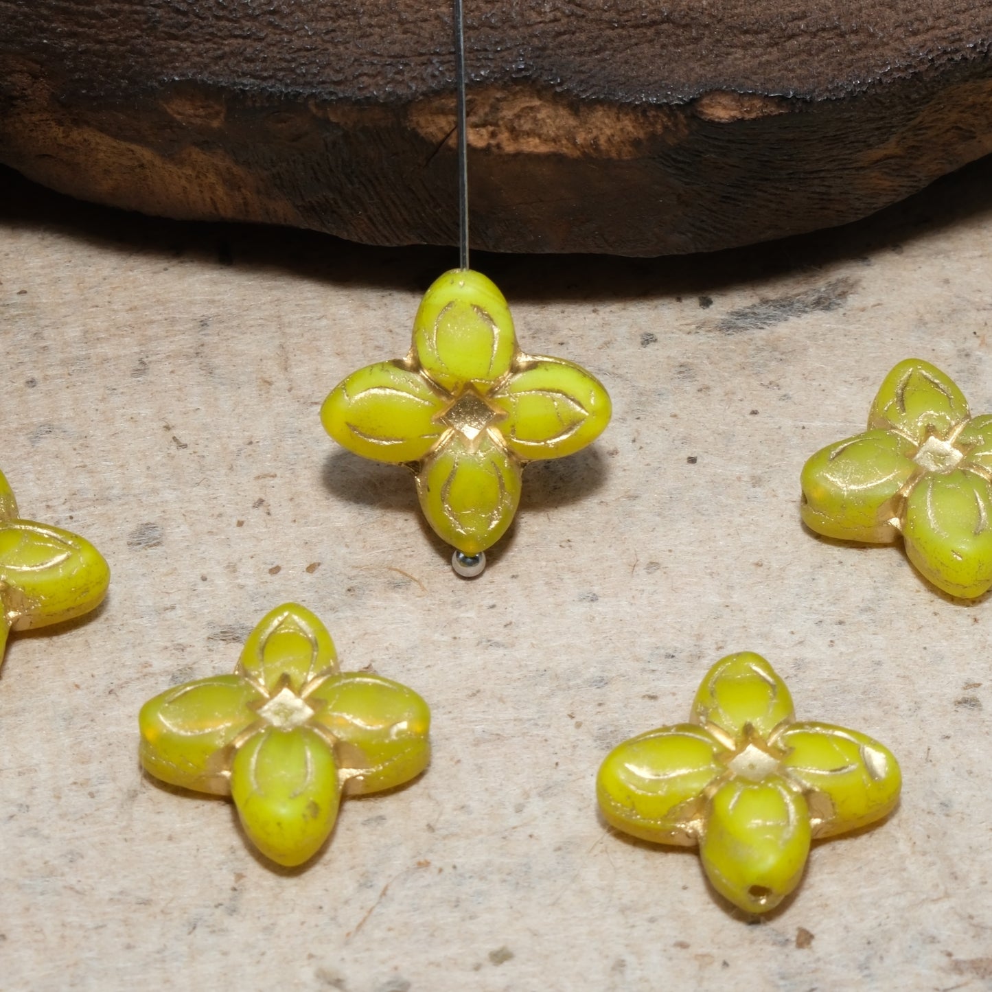 17mm Cross Flower Clover Czech Glass Beads for DIY Jewelry Making