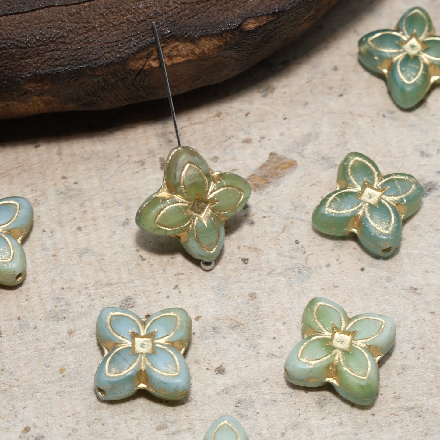 17mm Cross Flower Clover Czech Glass Beads for DIY Jewelry Making