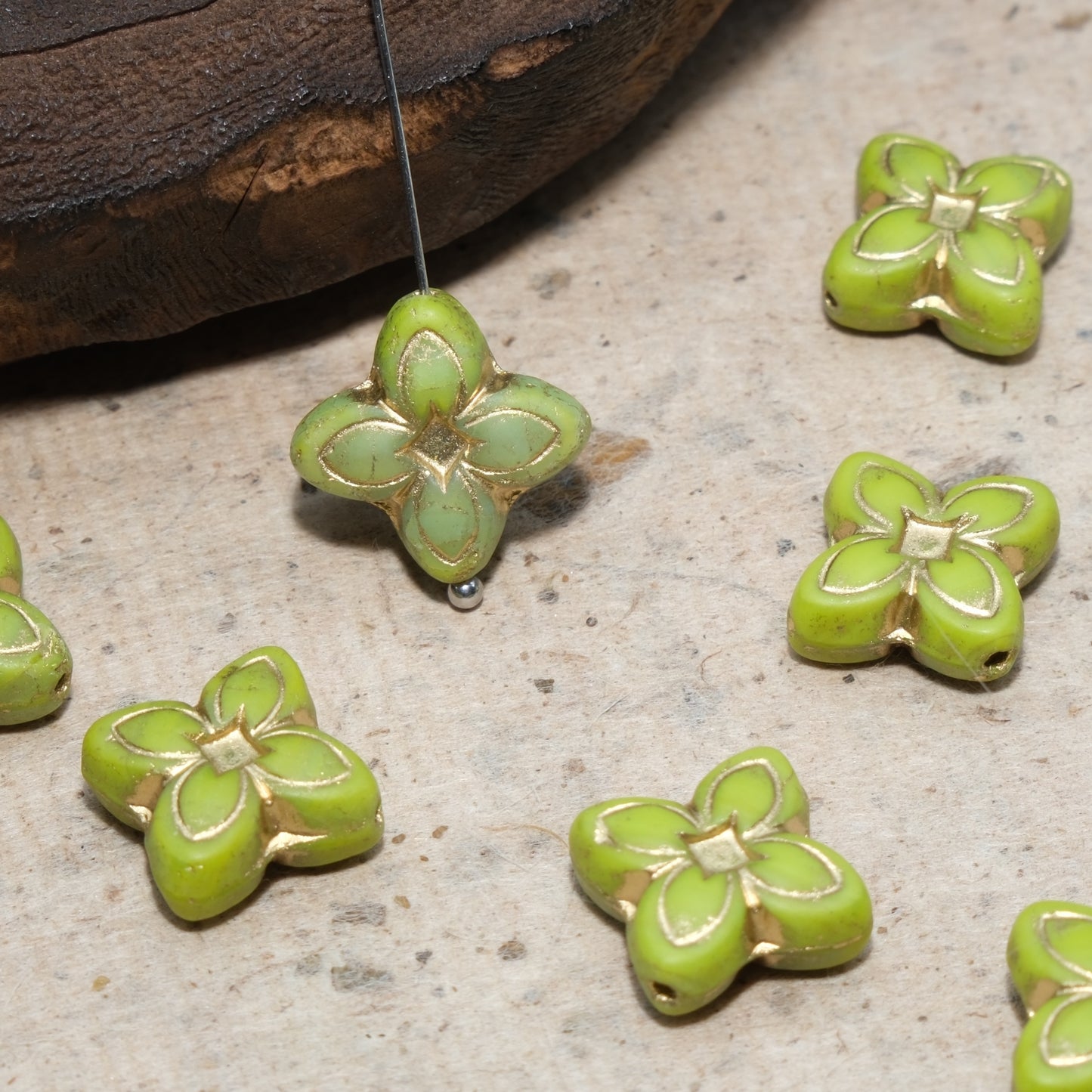 17mm Cross Flower Clover Czech Glass Beads for DIY Jewelry Making