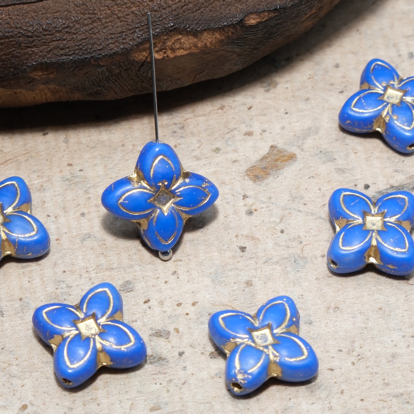 17mm Cross Flower Clover Czech Glass Beads for DIY Jewelry Making