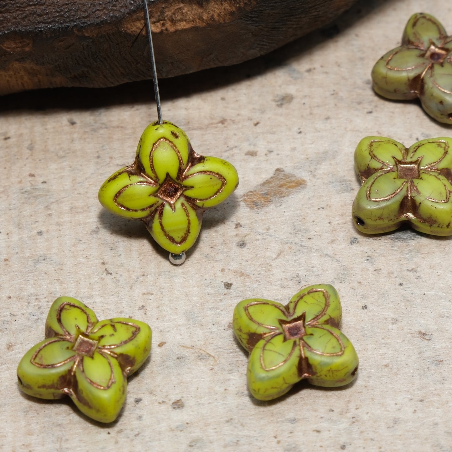 17mm Cross Flower Clover Czech Glass Beads for DIY Jewelry Making