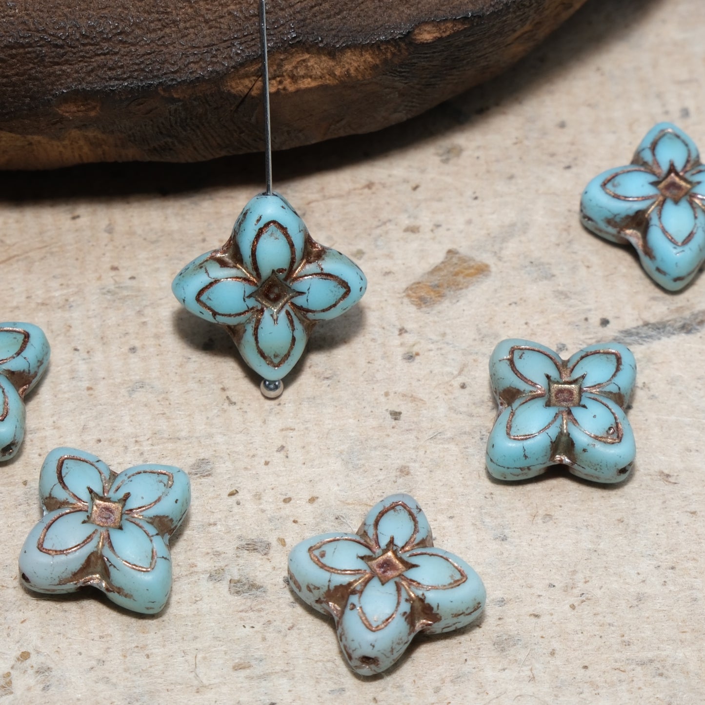 17mm Cross Flower Clover Czech Glass Beads for DIY Jewelry Making