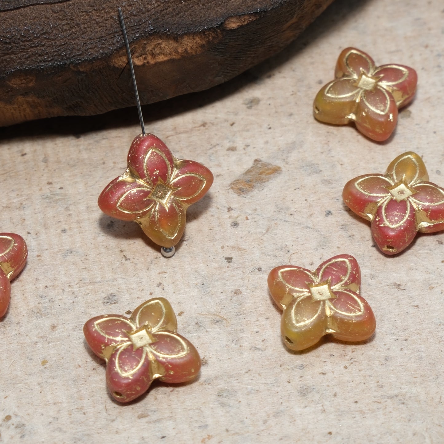 17mm Cross Flower Clover Czech Glass Beads for DIY Jewelry Making