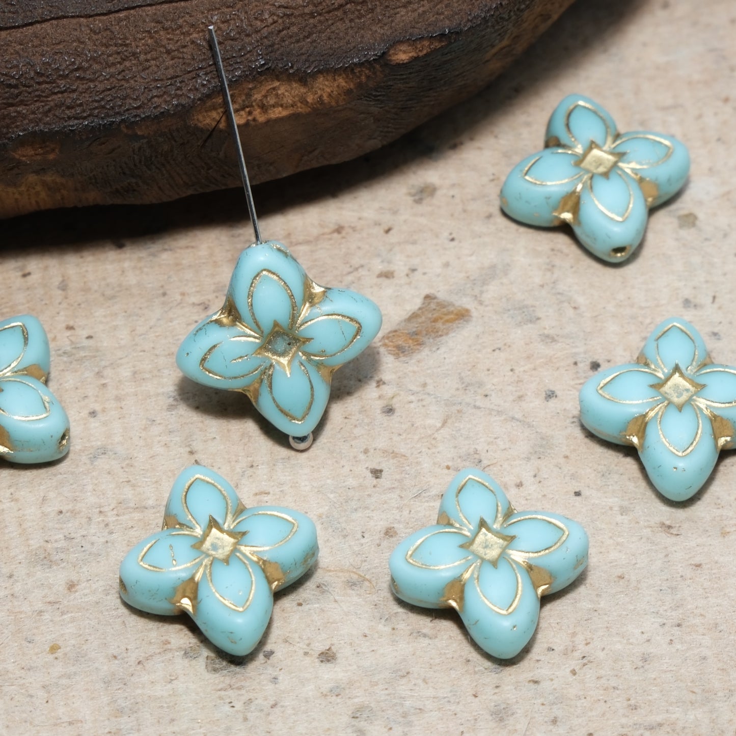 17mm Cross Flower Clover Czech Glass Beads for DIY Jewelry Making