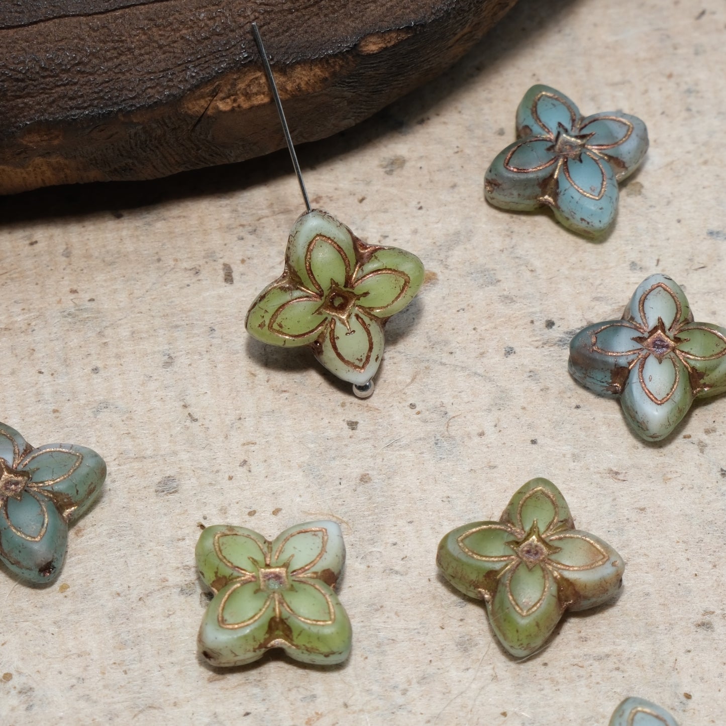17mm Cross Flower Clover Czech Glass Beads for DIY Jewelry Making