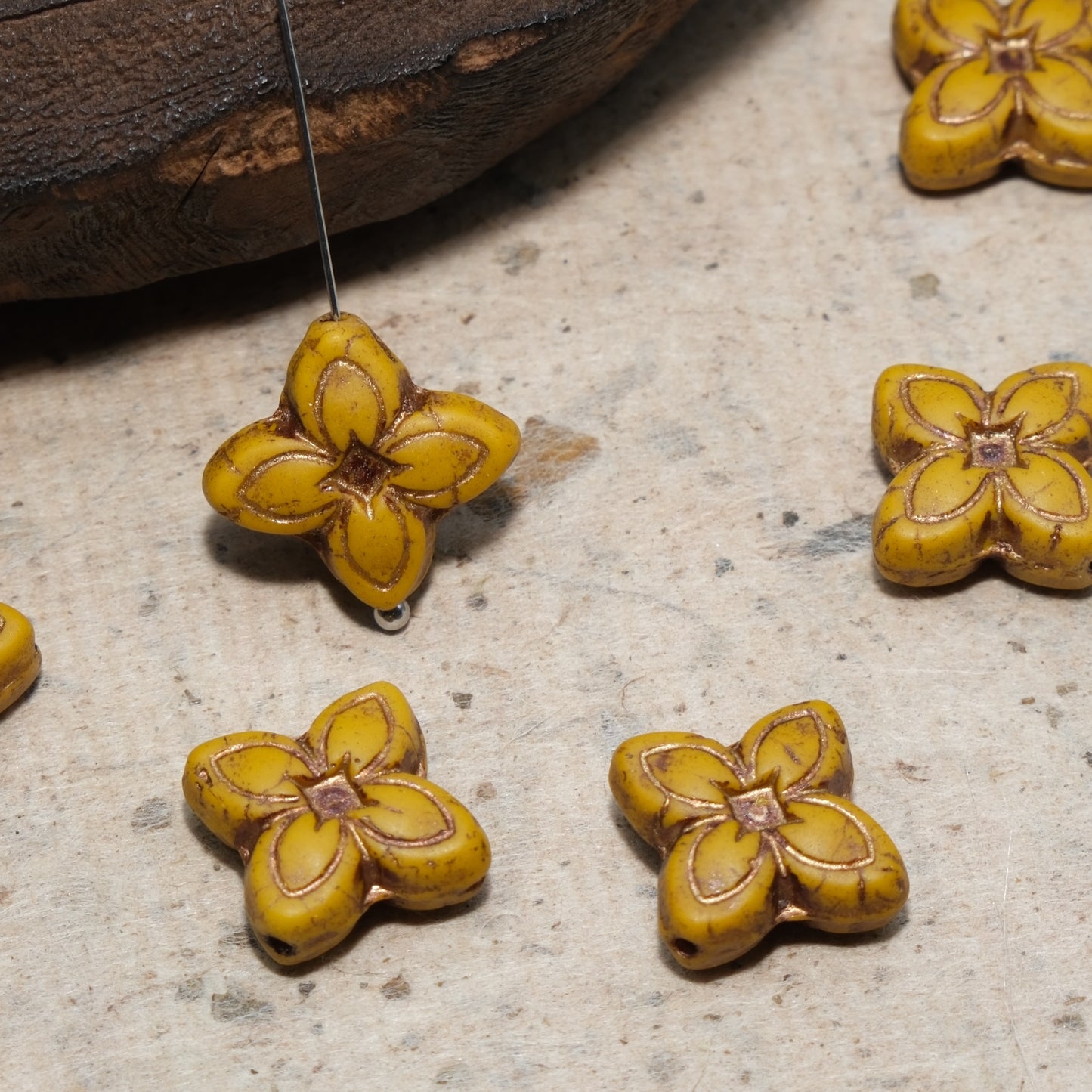 17mm Cross Flower Clover Czech Glass Beads for DIY Jewelry Making