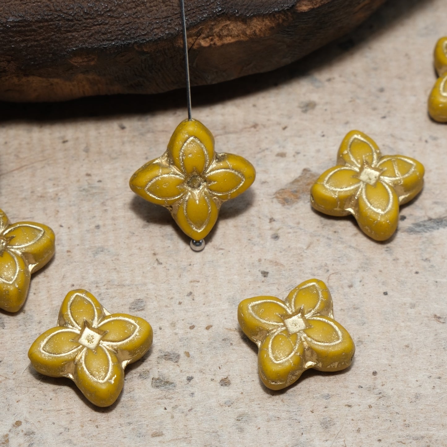 17mm Cross Flower Clover Czech Glass Beads for DIY Jewelry Making