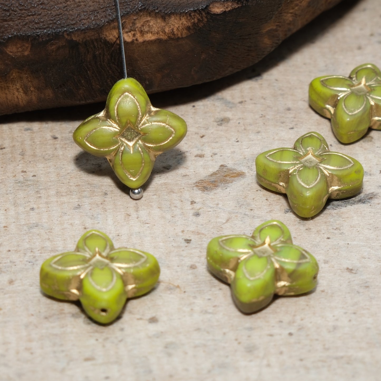 17mm Cross Flower Clover Czech Glass Beads for DIY Jewelry Making