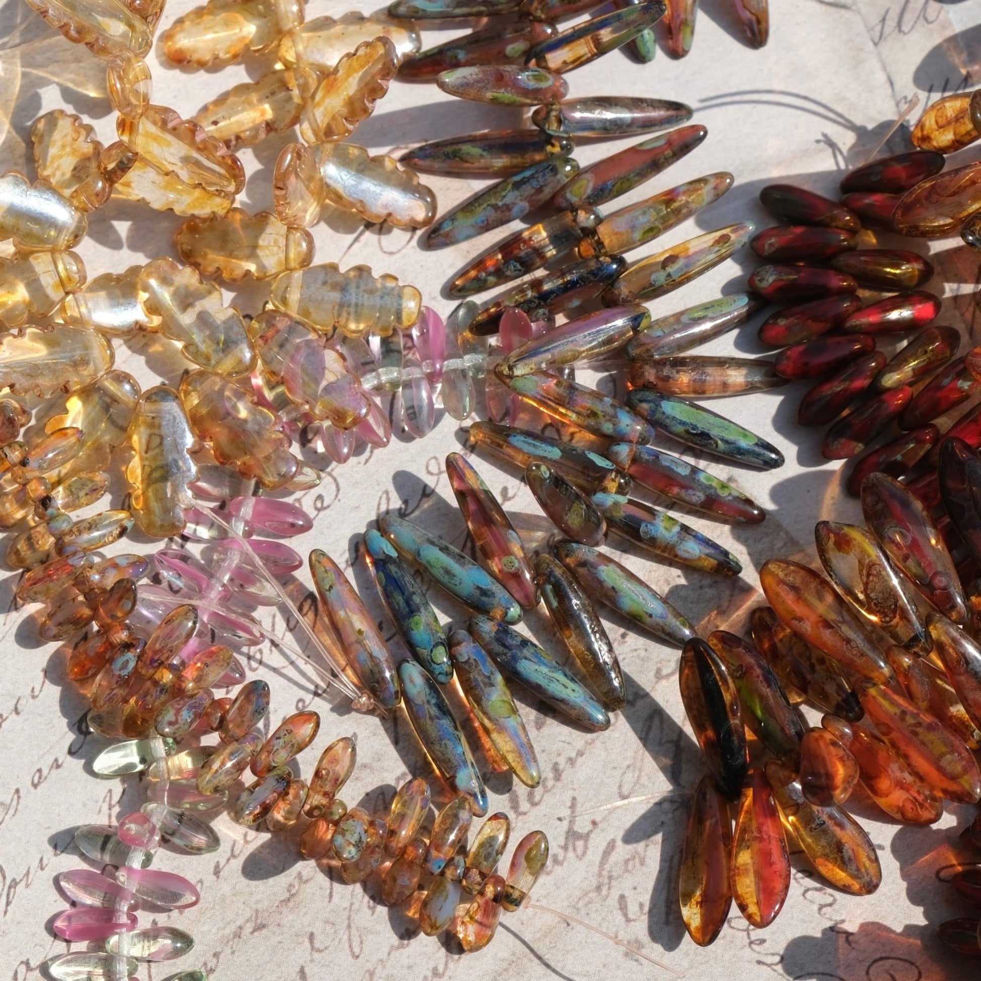 Czech Glass Beads Sword Beads Picasso Style Dagger Beads for DIY Jewelry Making - BEADIFUL