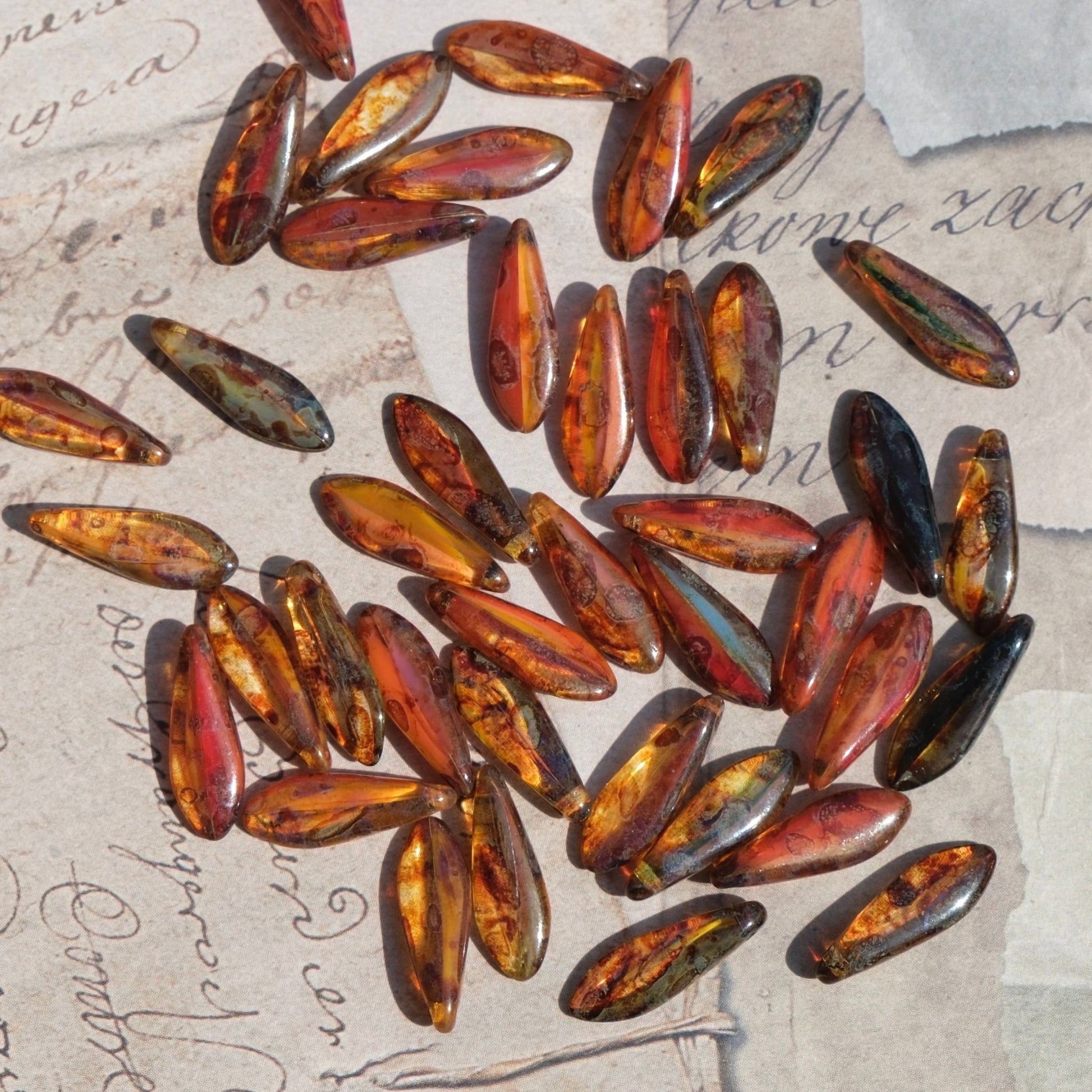 Czech Glass Beads Sword Beads Picasso Style Dagger Beads for DIY Jewelry Making - BEADIFUL