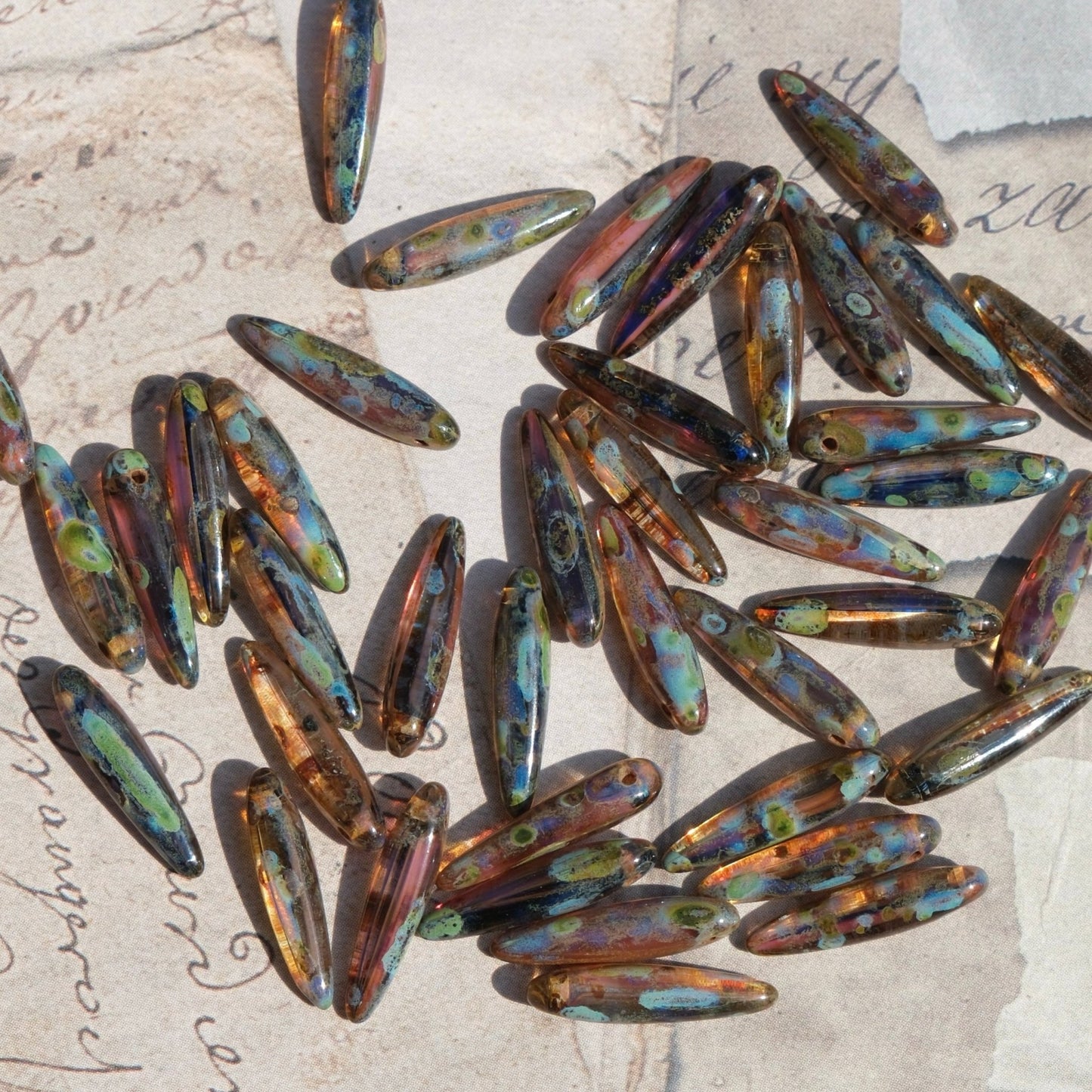 Czech Glass Beads Sword Beads Picasso Style Dagger Beads for DIY Jewelry Making - BEADIFUL