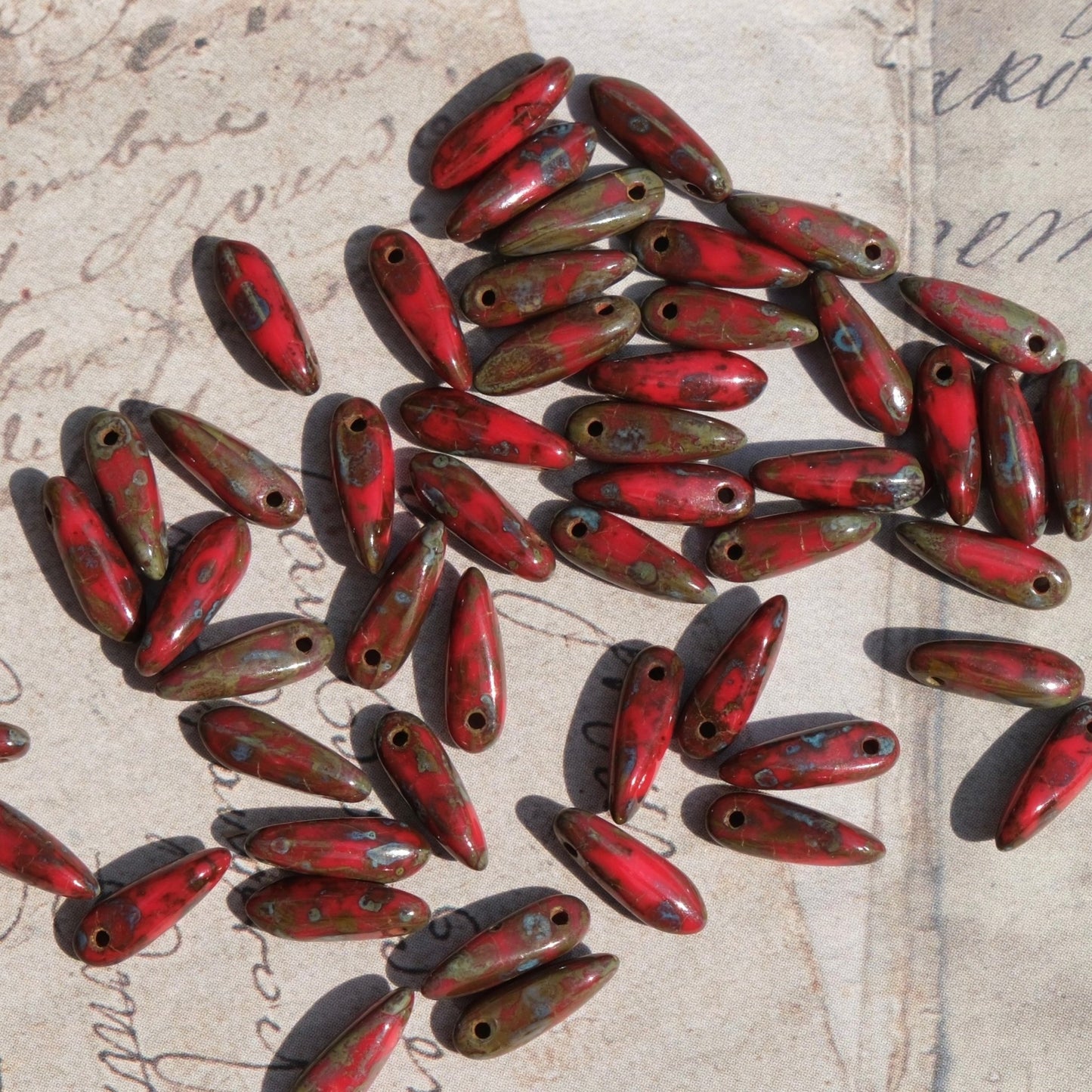 Czech Glass Beads Sword Beads Picasso Style Dagger Beads for DIY Jewelry Making - BEADIFUL