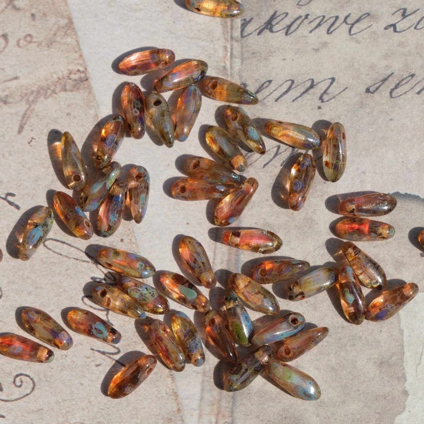 Czech Glass Beads Sword Beads Picasso Style Dagger Beads for DIY Jewelry Making - BEADIFUL