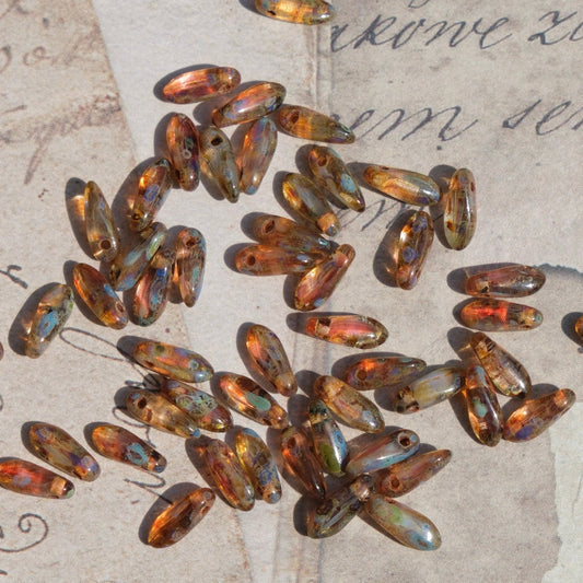 Czech Glass Beads Sword Beads Picasso Style Dagger Beads for DIY Jewelry Making - BEADIFUL